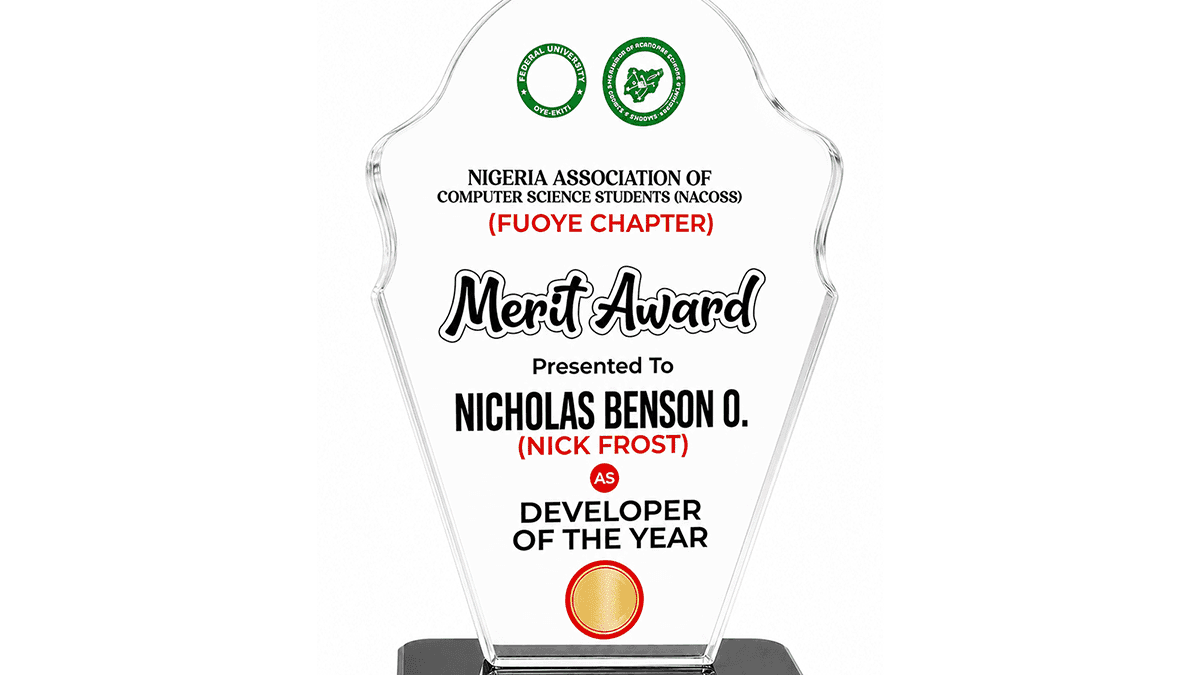 Developer of the Year — Department of Computer Science, FUOYE Award