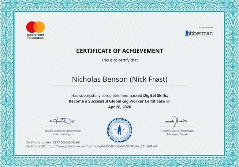 Successful Global Gig Worker — Jobberman Certification